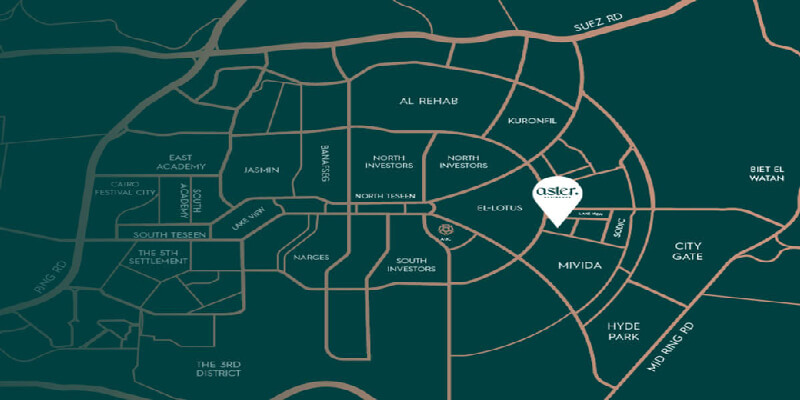 Location of Aster Residence New Cairo Compound