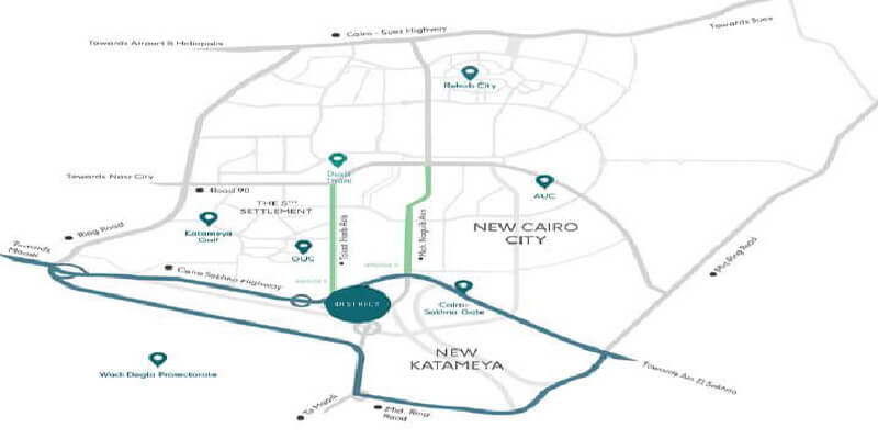 Location of District 5 New Cairo Compound