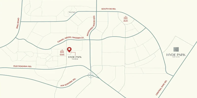 موقع كمبوند هايد بارك فيوز القاهرة الجديدة